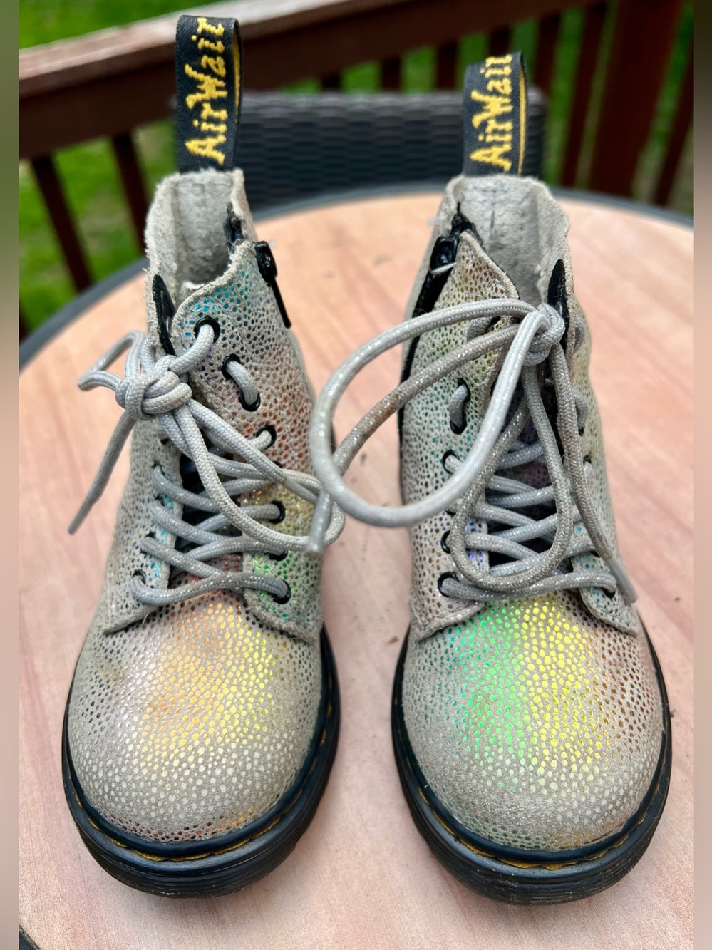 Dr Martens 1460 Pascal Iridescent Boots Rainbow Leather Toddler Kids Size US 7 - Picture 4 of 11